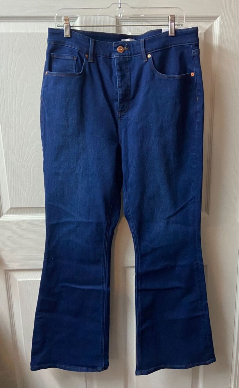 Loft Womens Jeans Curvey High Waist Slim Flare size 14 Dark Wash NWT 32" waist